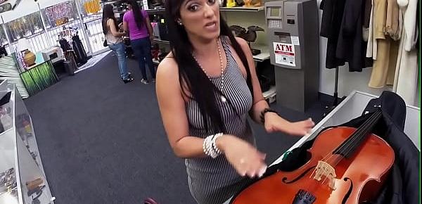 Pawnshop babe sucking owner for better deal